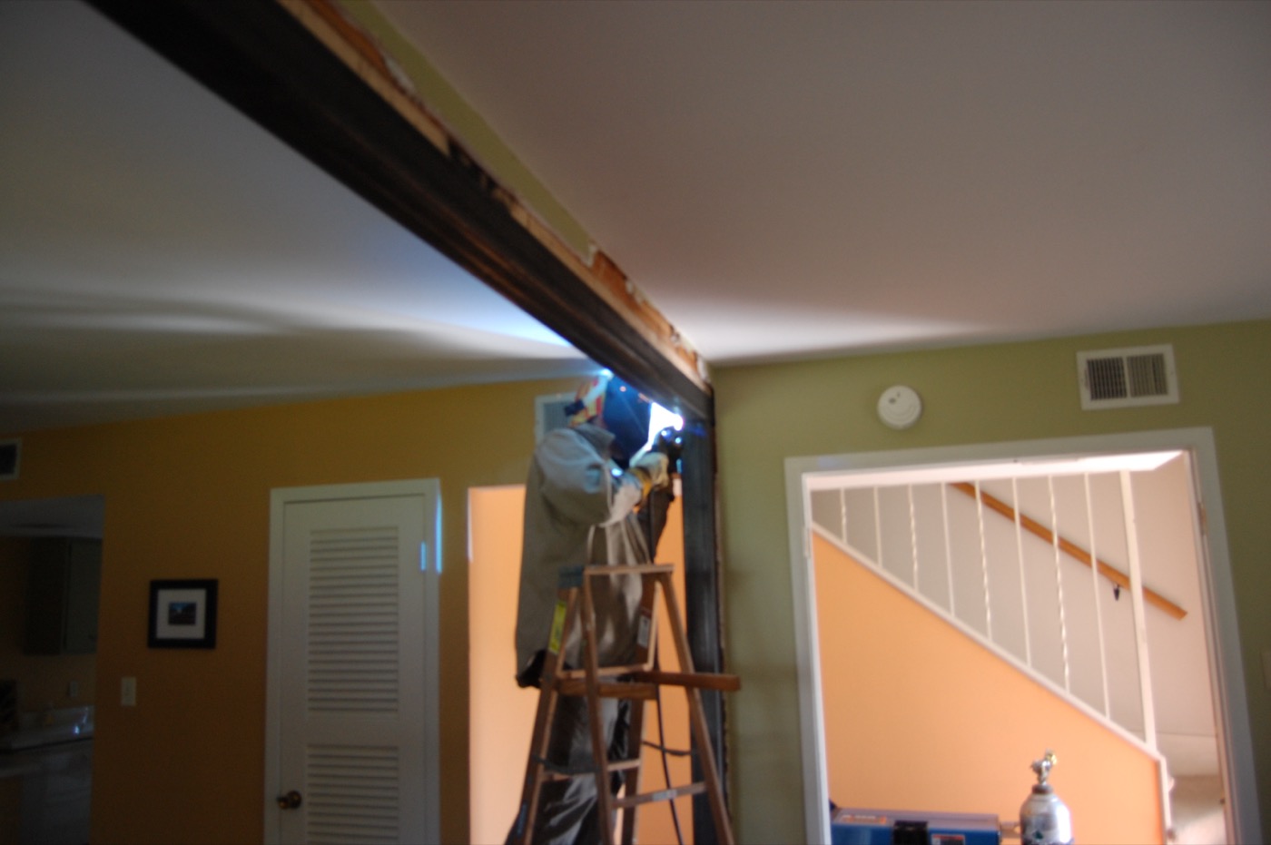 Welding on ladder