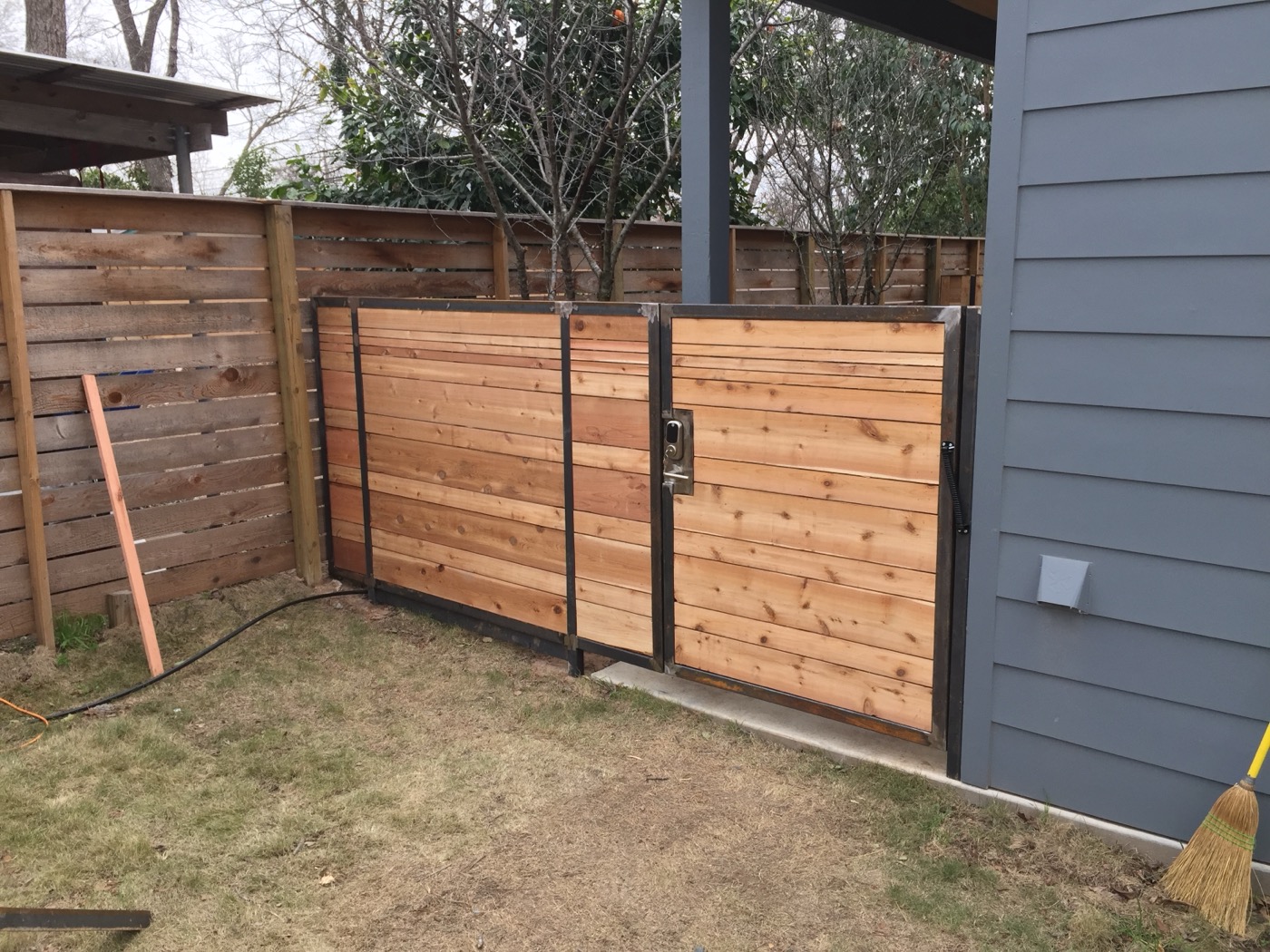 Cedar and steel gate